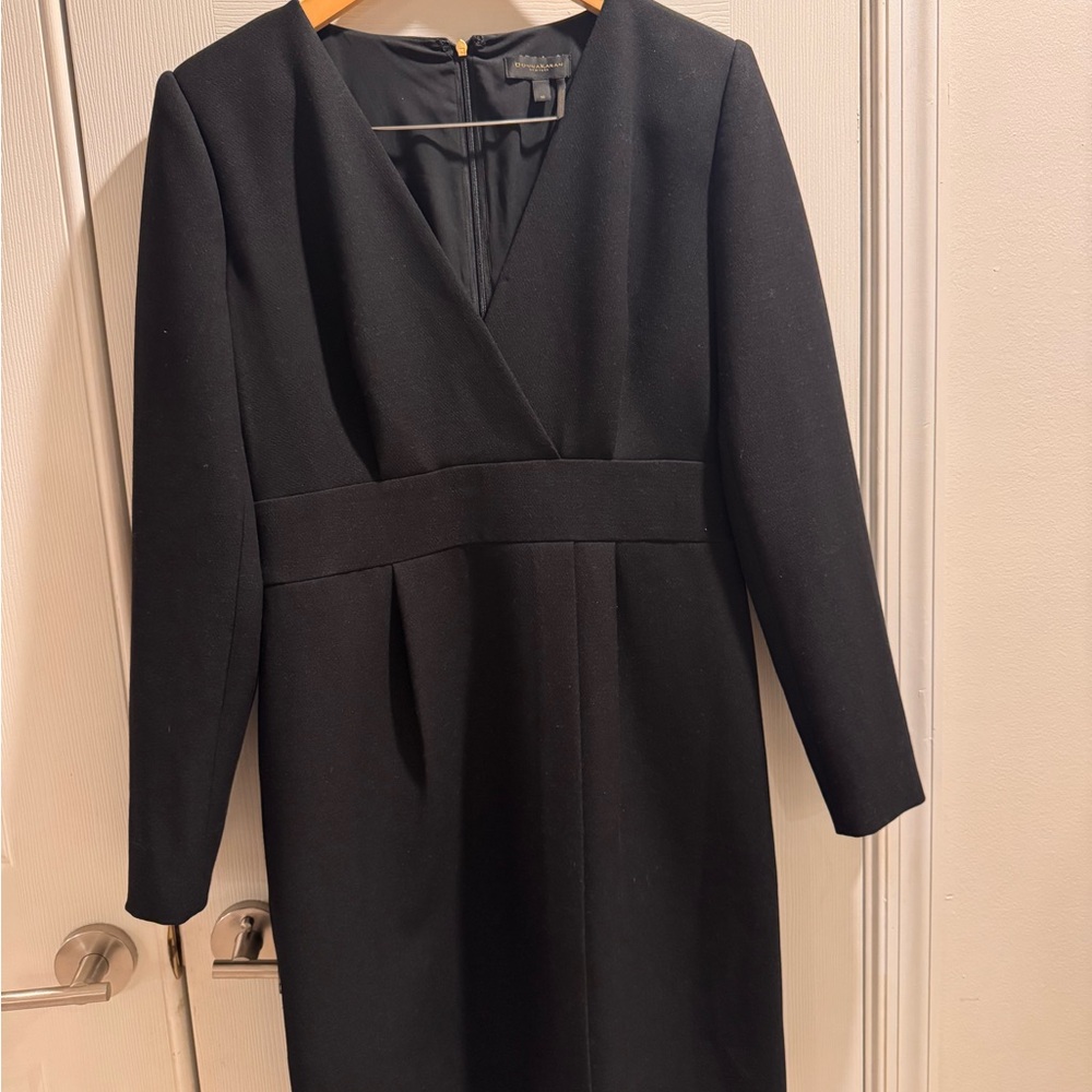 Elegant Donna Karan Black Faux Wrap Dress Size 10
